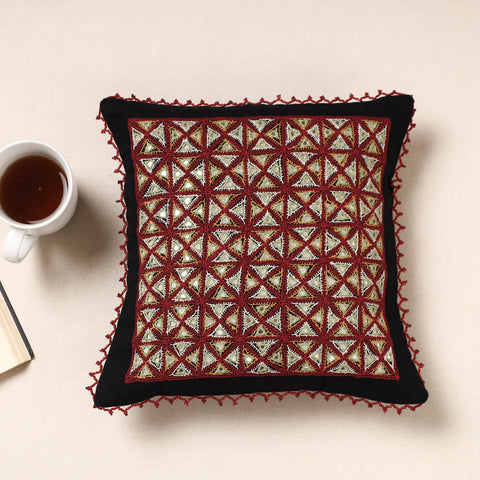 Multicolor Kala Raksha Rabari Hand Embroidered Pure Cotton Cushion Cover