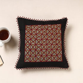 Multicolor - Kala Raksha Rabari Hand Embroidered Cotton Cushion Cover (12 x 12 in)