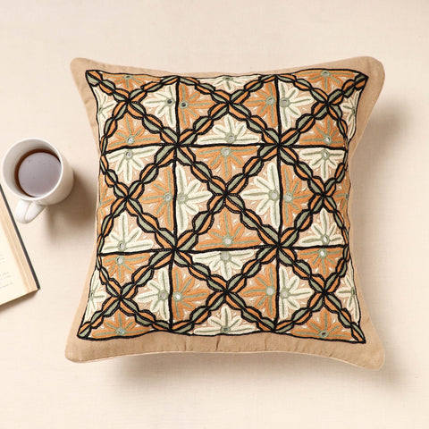 Multicolor Kala Raksha Rabari Hand Embroidery Cotton Cushion Cover
