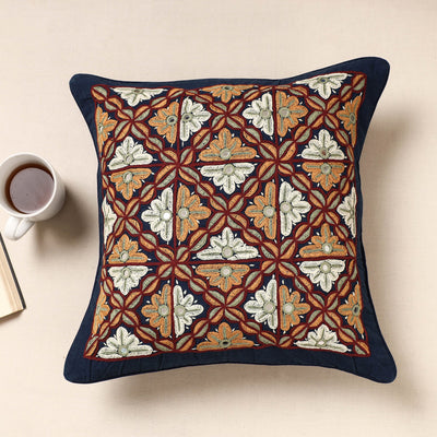 Multicolor Kala Raksha Rabari Hand Embroidery Cotton Cushion Cover