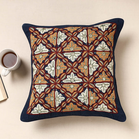 Multicolor Kala Raksha Rabari Hand Embroidery Cotton Cushion Cover