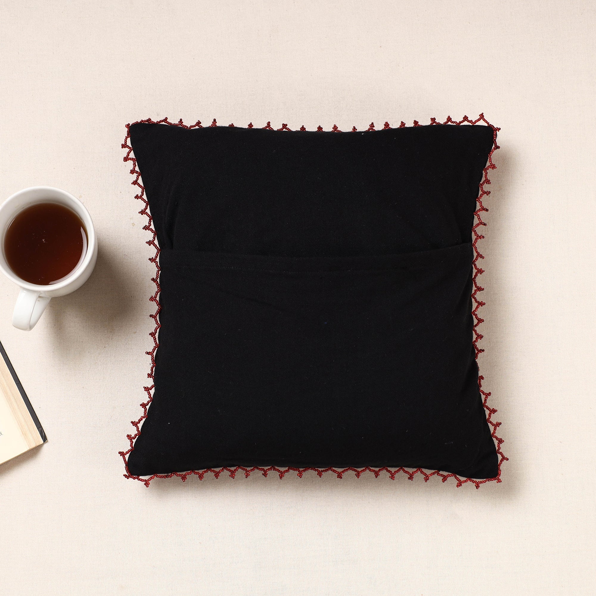 Multicolor Kala Raksha Rabari Hand Embroidered Pure Cotton Cushion Cover