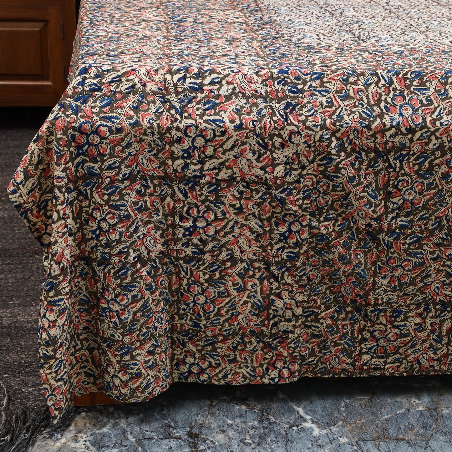 Kalamkari patchwork cotton bedsheet set 44 - handcrafted