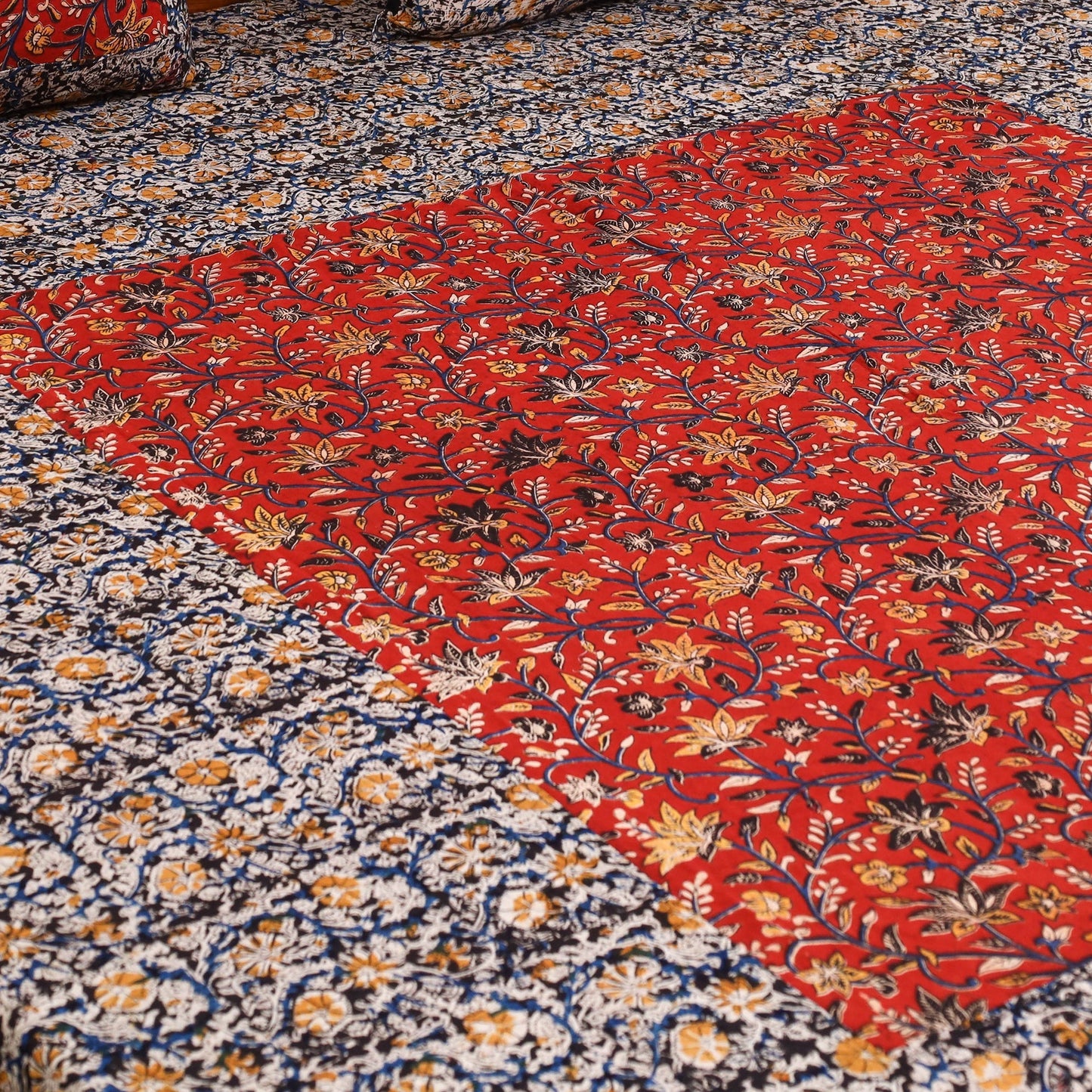 Kalamkari patchwork cotton bedsheet set 50 - handcrafted