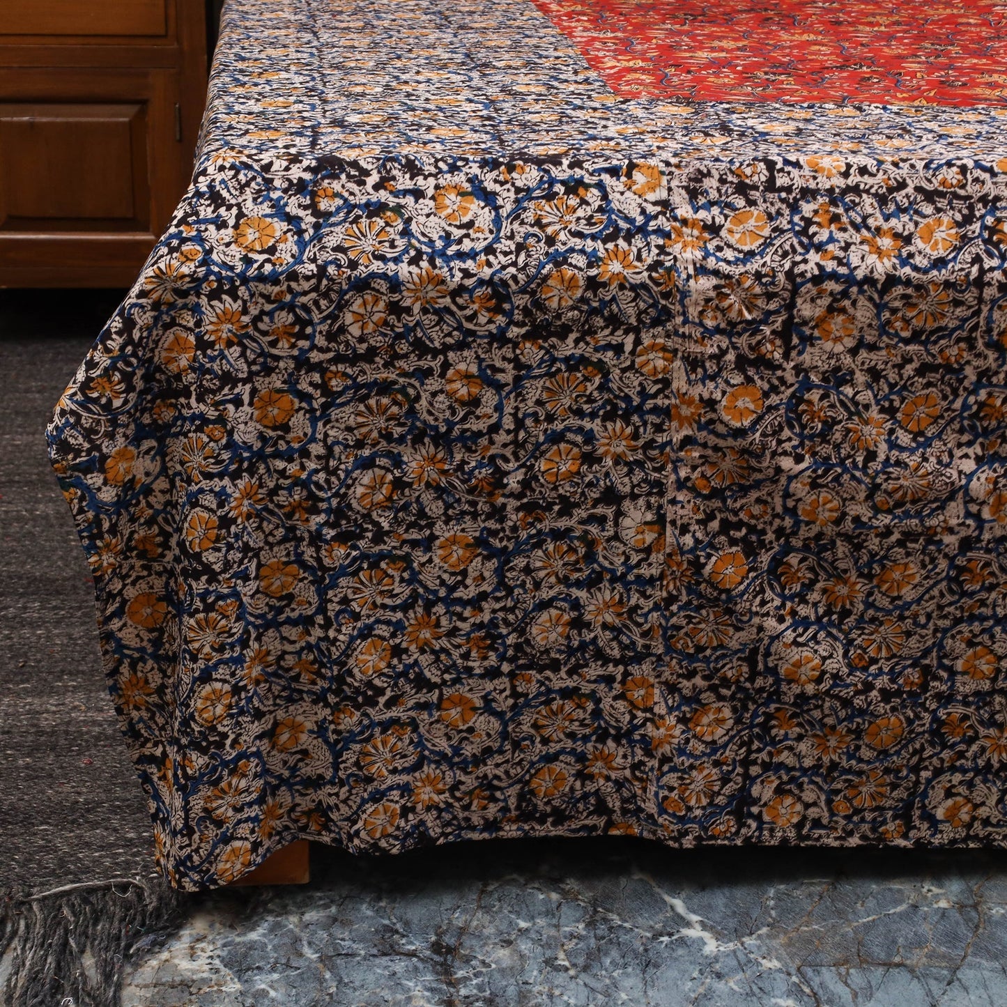 Kalamkari patchwork cotton bedsheet set 50 - handcrafted