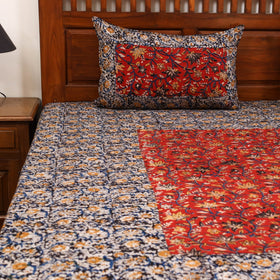 Kalamkari patchwork cotton bedsheet set 50 - handcrafted