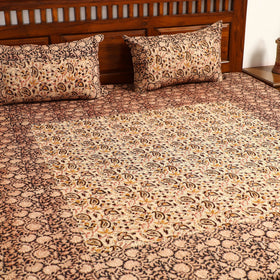 Multicolor - Kalamkari Block Printed Patchwork Cotton Double Bed Cover With Pillow Covers (108 x 90 in)