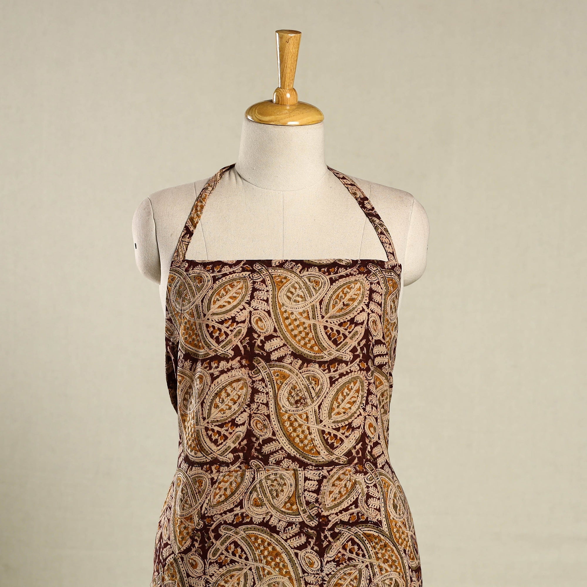 Multicolor Kalamkari Block Print Cotton Apron with Pocket