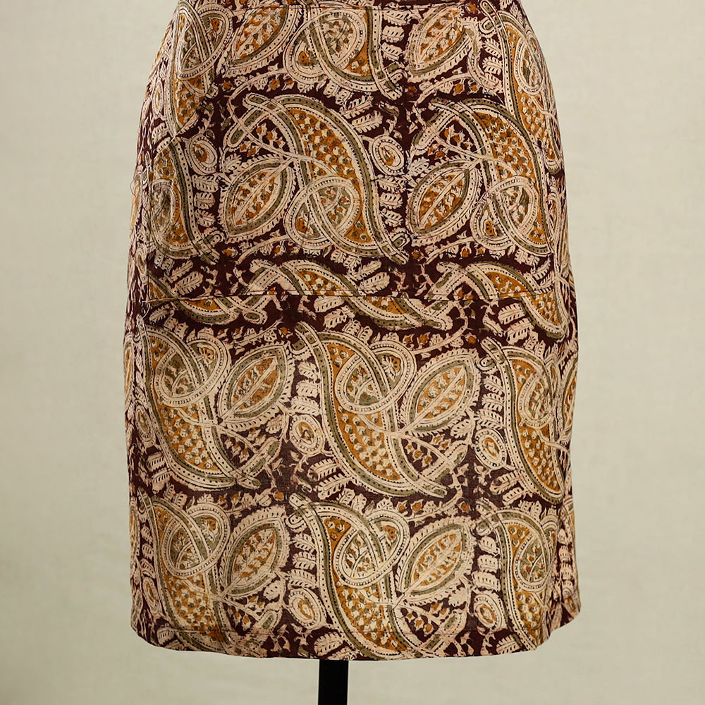 Multicolor Kalamkari Block Print Cotton Apron with Pocket