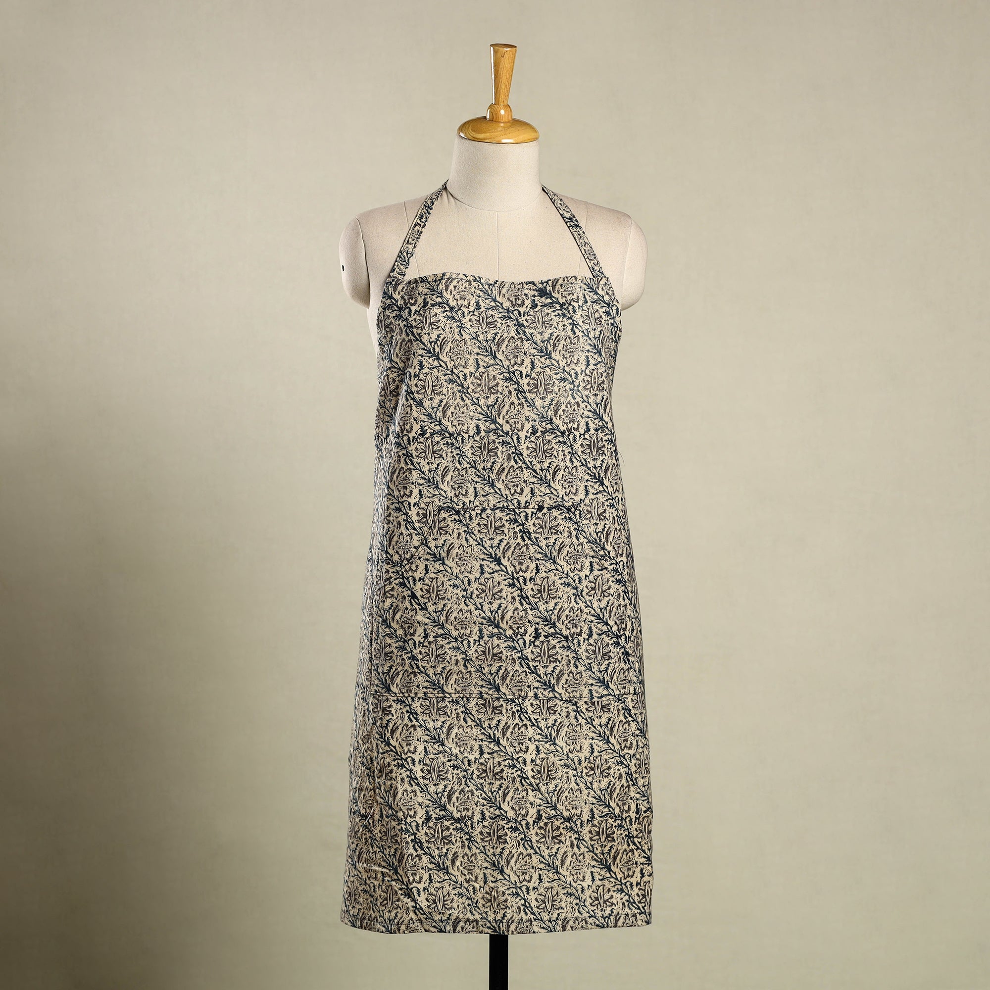 Colorblock Aprons Multicolor Kalamkari Block Print Cotton Apron with Pocket