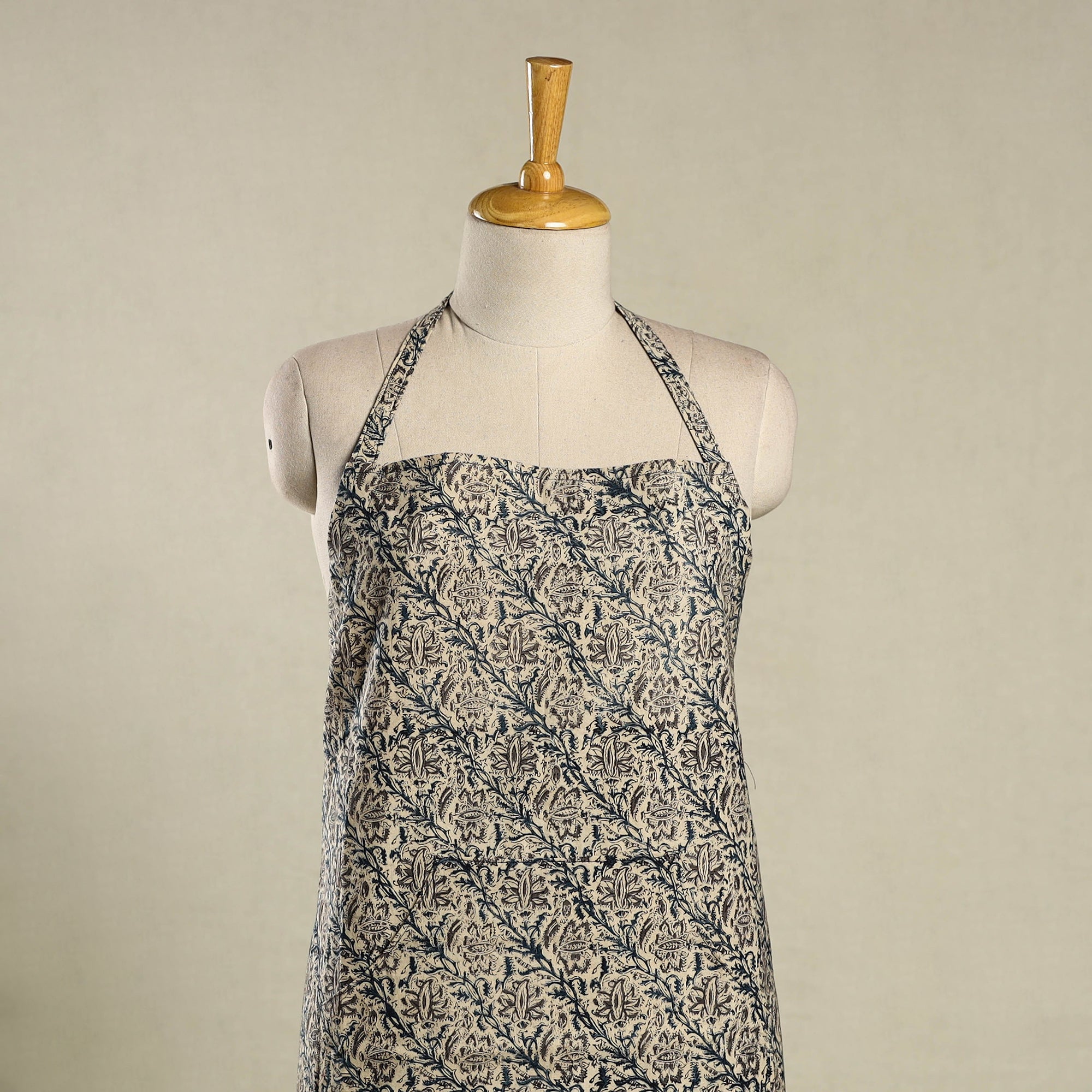 Multicolor Kalamkari Block Print Cotton Apron with Pocket