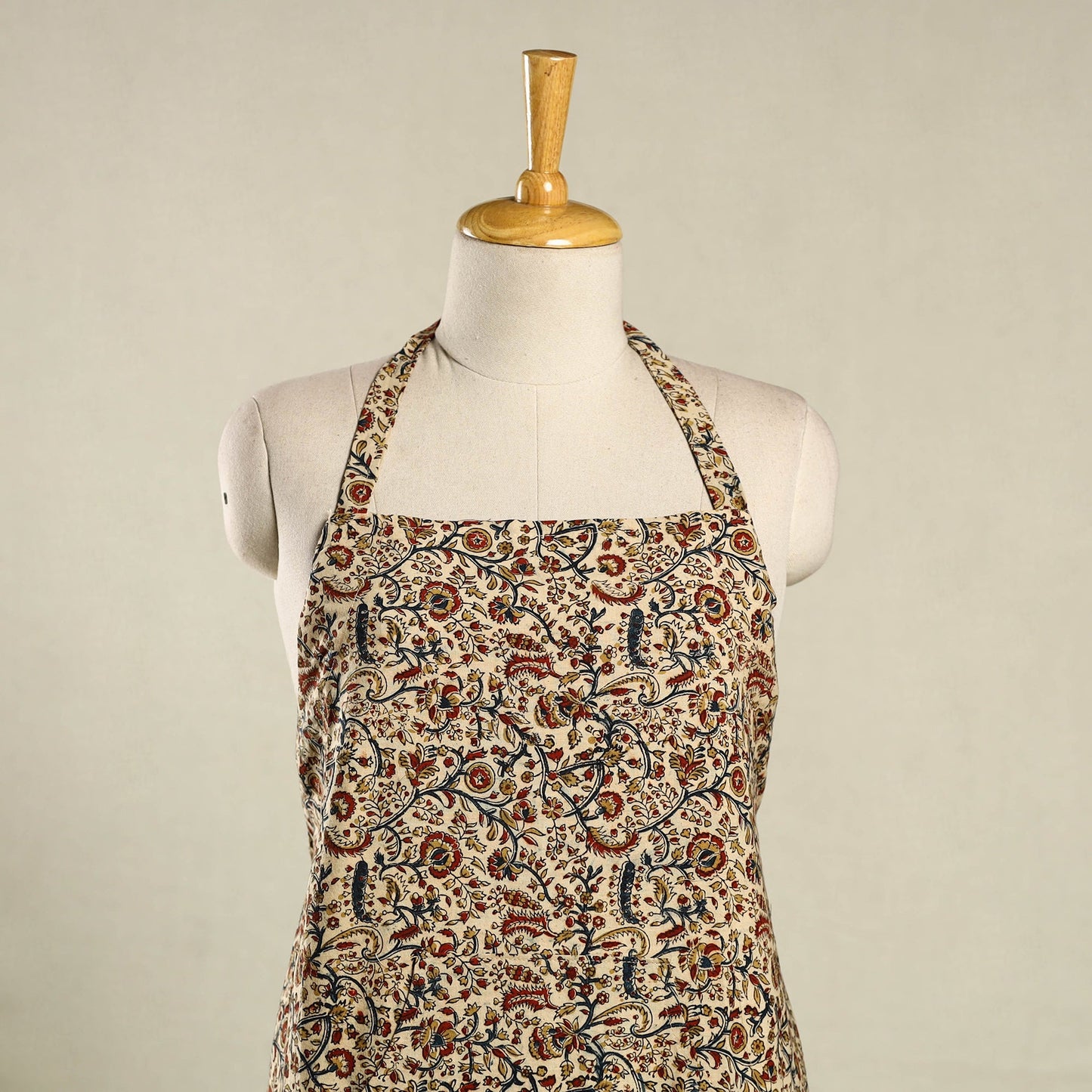 Multicolor Kalamkari Block Print Cotton Apron with Pocket