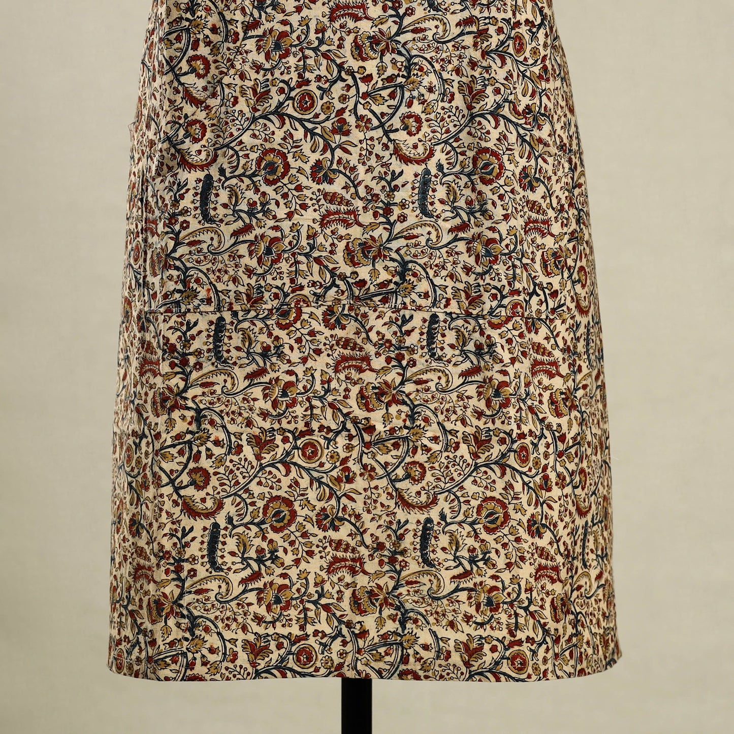 Multicolor Kalamkari Block Print Cotton Apron with Pocket