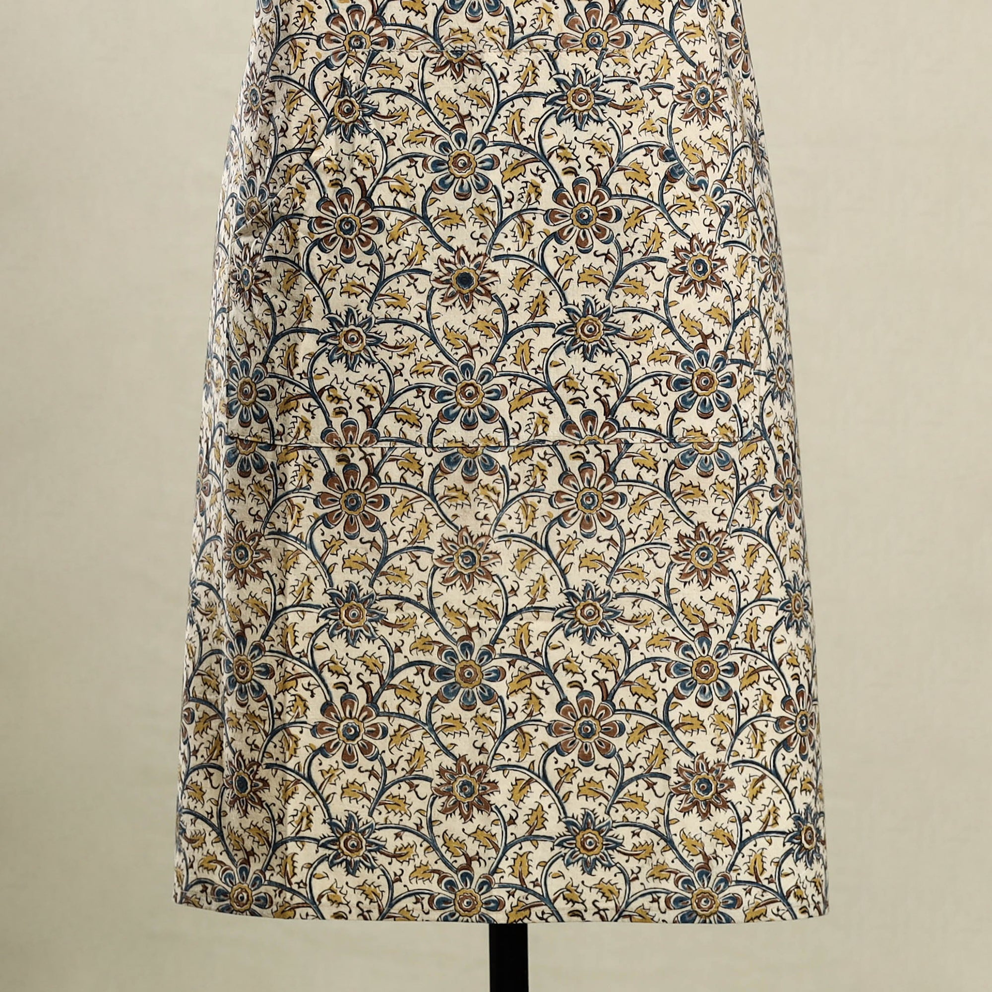 Multicolor Kalamkari Block Print Cotton Apron with Pocket