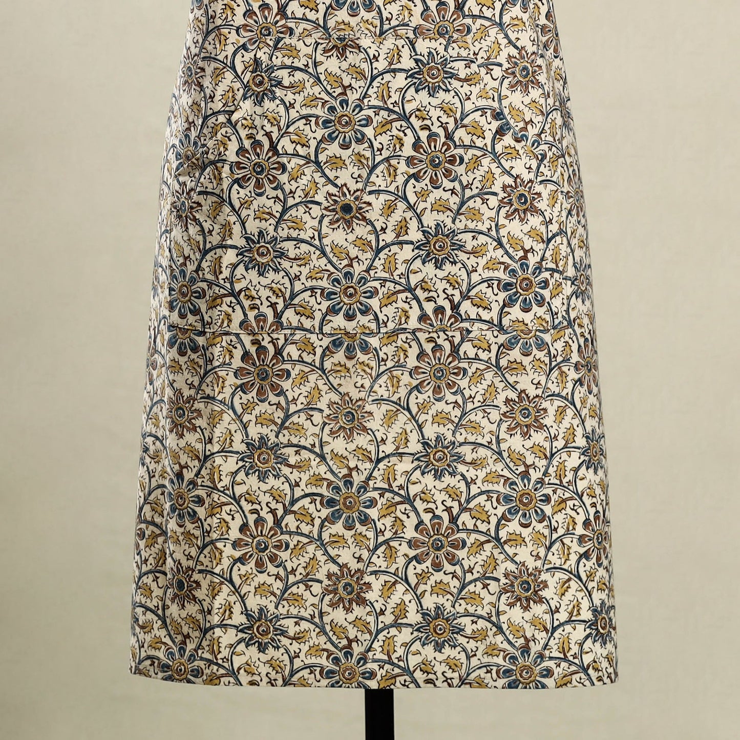 Multicolor Kalamkari Block Print Cotton Apron with Pocket