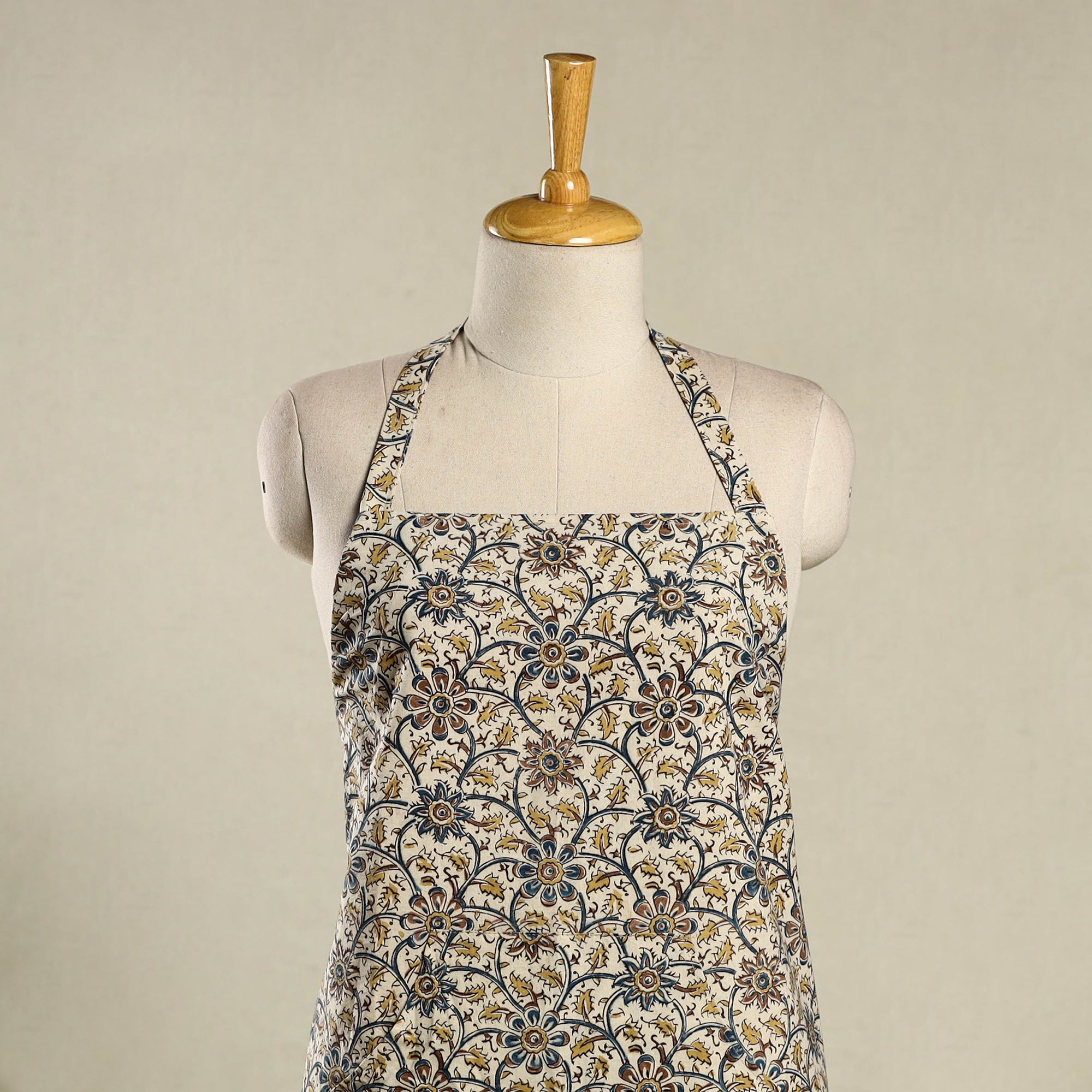 Multicolor Kalamkari Block Print Cotton Apron with Pocket