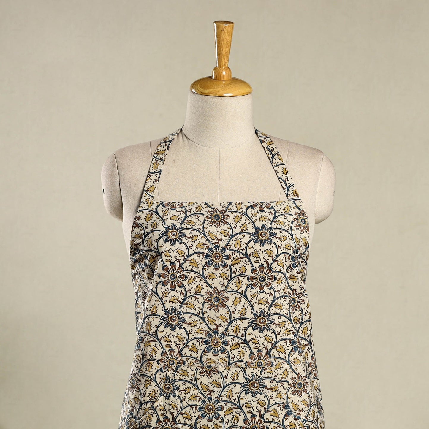 Multicolor Kalamkari Block Print Cotton Apron with Pocket