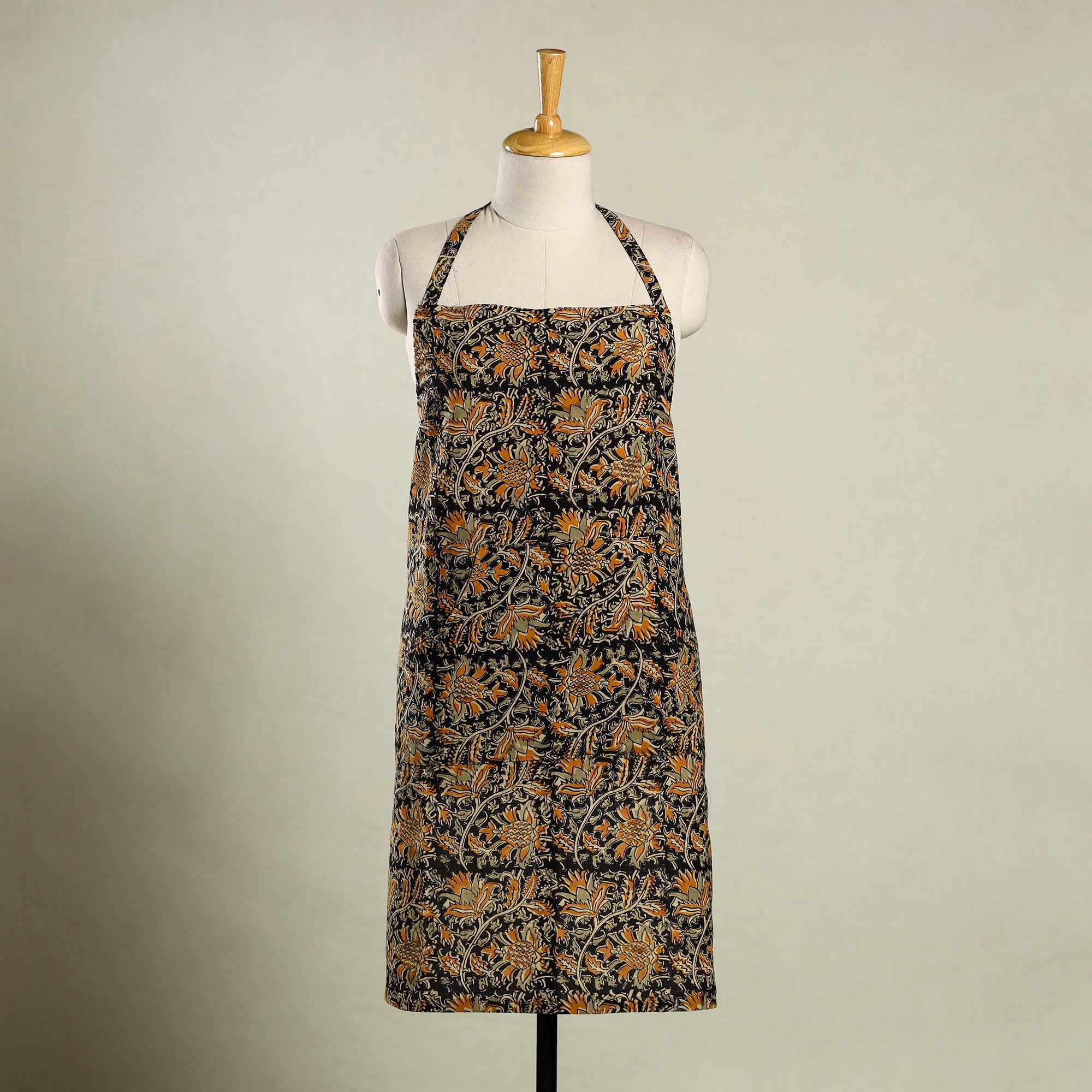 Multicolor Kalamkari Block Print Cotton Apron with Pocket
