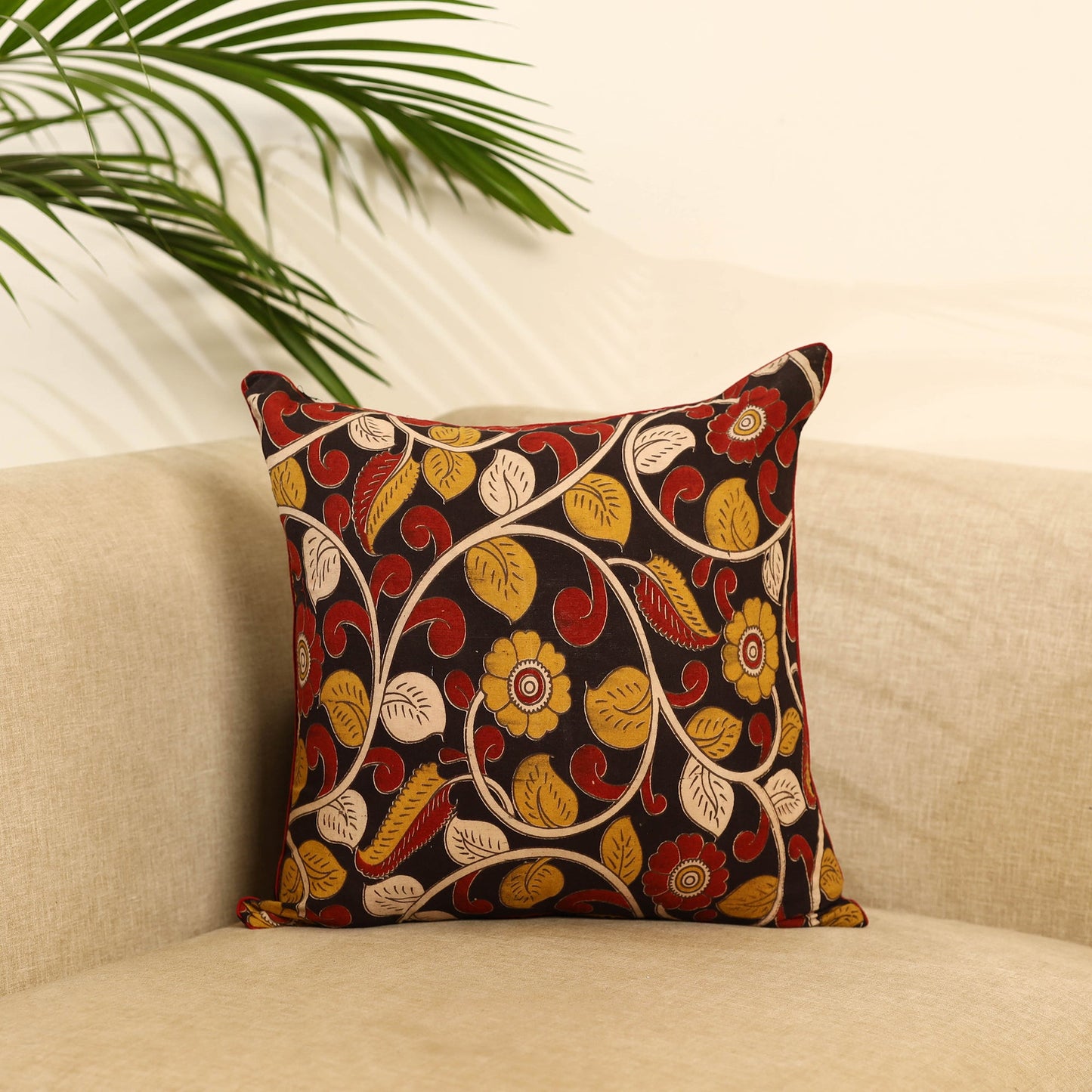 Multicolor - kalamkari cotton cushion cover 21 - handcrafted