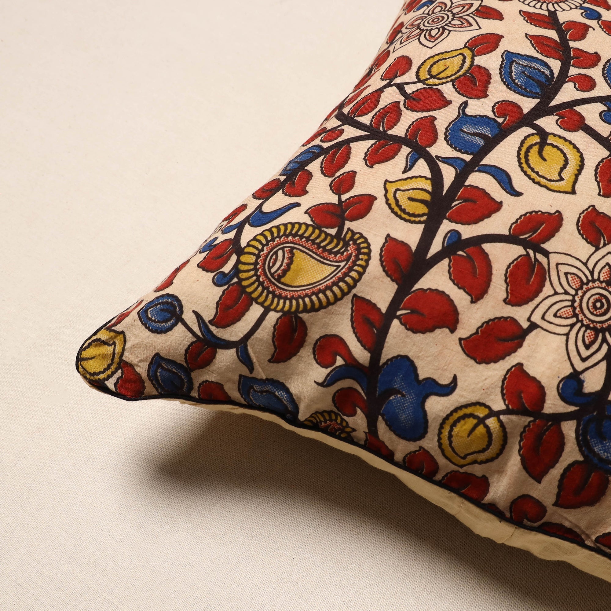 Multicolor - kalamkari cotton cushion cover 30 - handcrafted