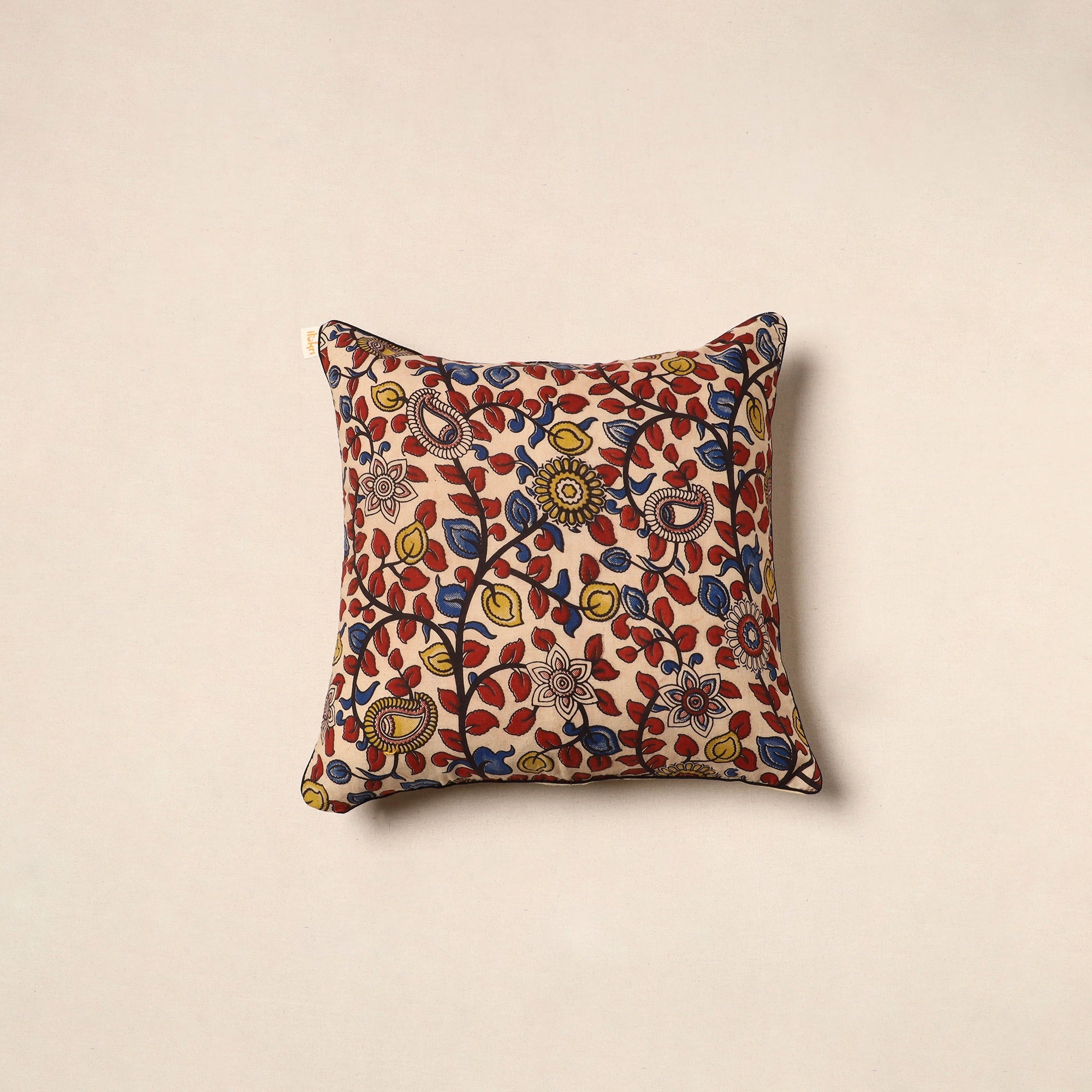 Multicolor - kalamkari cotton cushion cover 30 - handcrafted