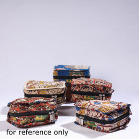 Multicolor Kalamkari Cotton Fabric 4 Pockets Jewelry Bag