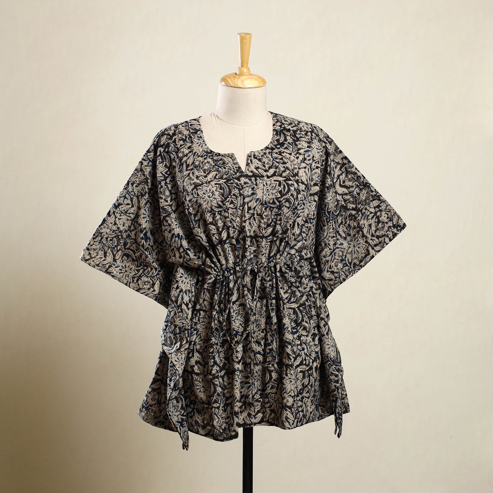  Multicolor Kalamkari Block Print Cotton Kaftan