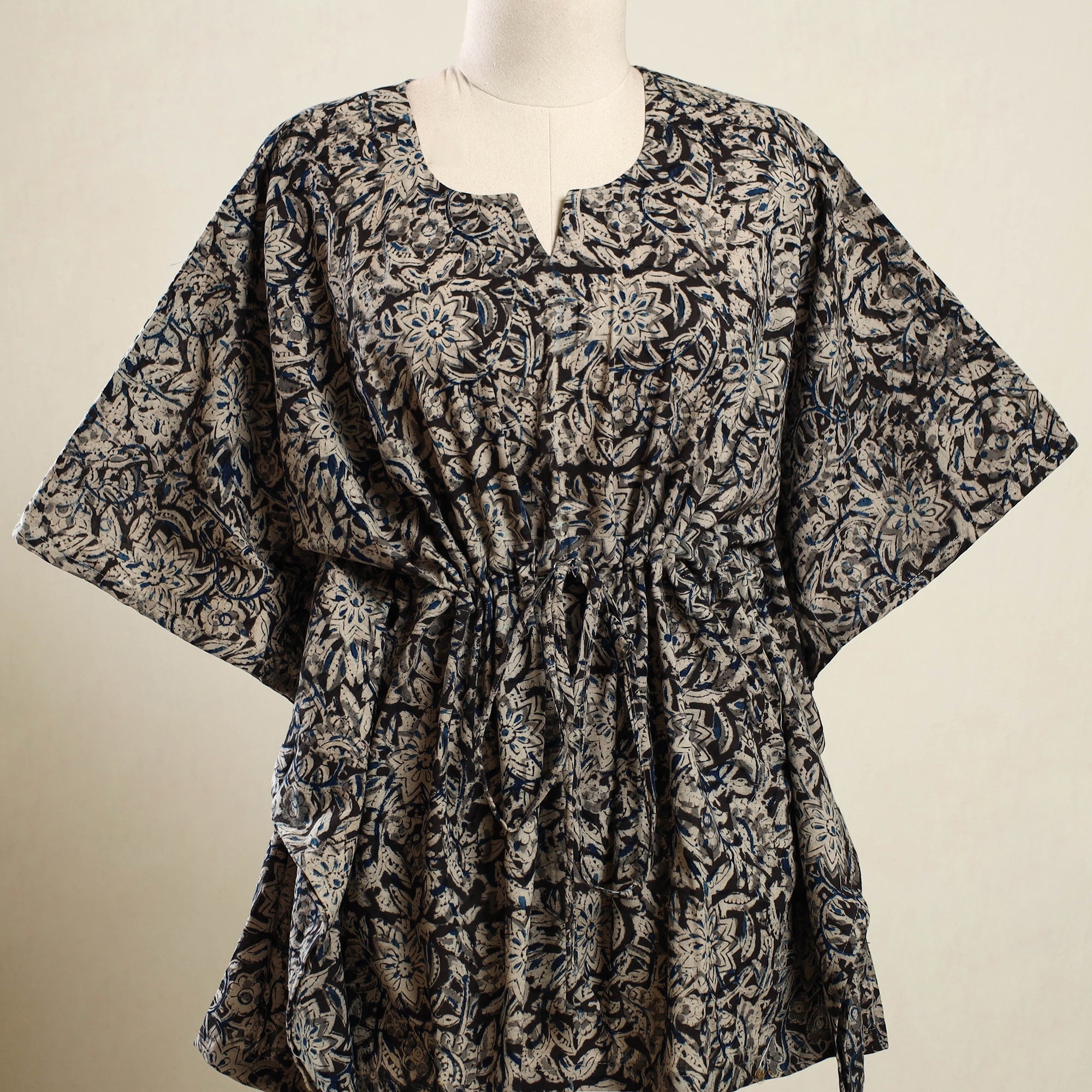  Multicolor Kalamkari Block Print Cotton Kaftan
