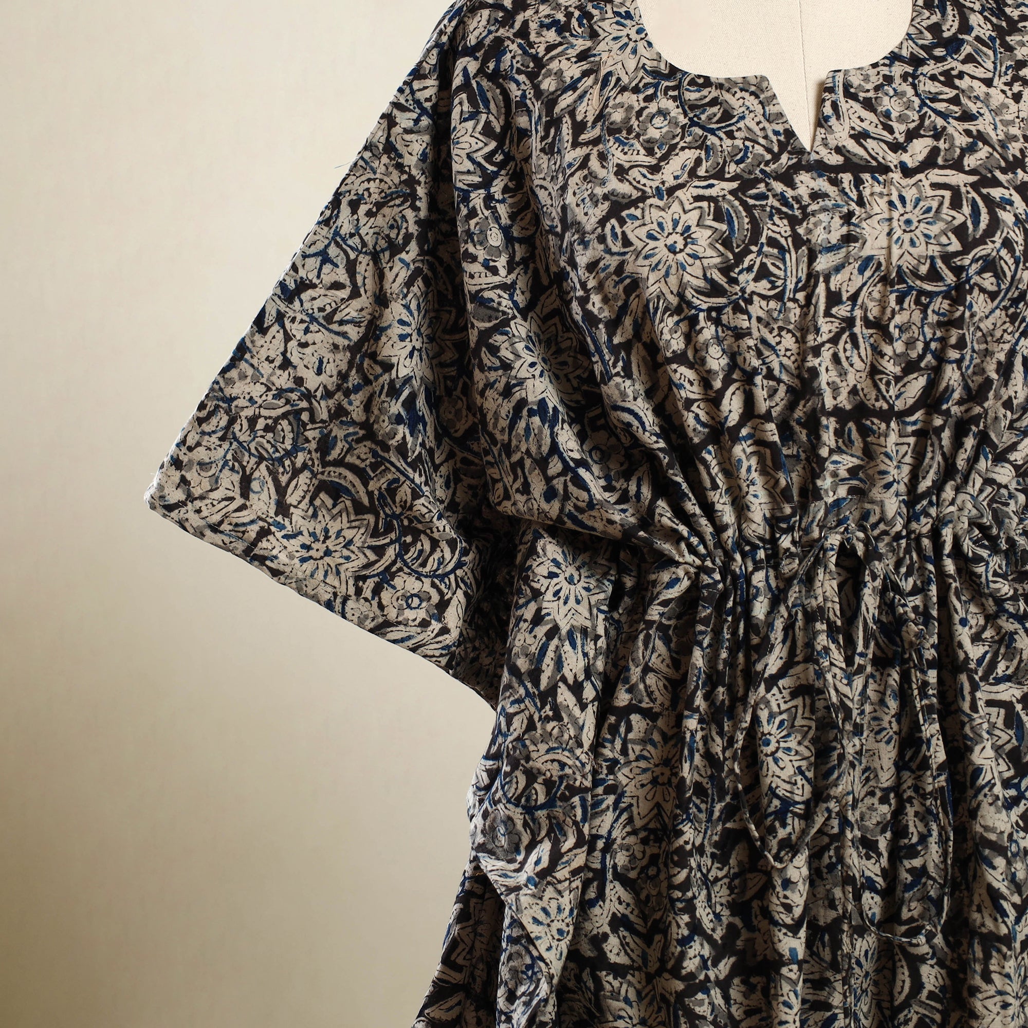  Multicolor Kalamkari Block Print Cotton Kaftan