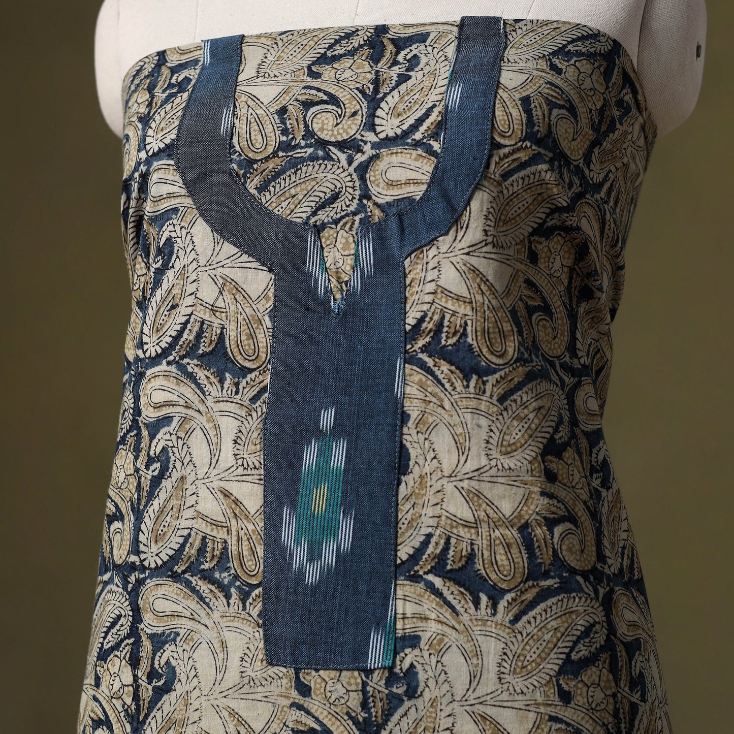 Kalamkari Print Cotton Unstitched Kurta Material