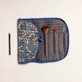  Kalamkari Fabric Multipurpose Segmented Make-up Brush Wrap Pouch/Case 