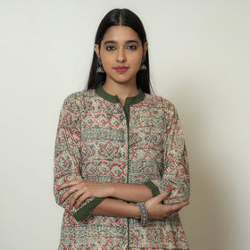  Kalamkari Hand Block Print Cotton A-Line Kurta For Women