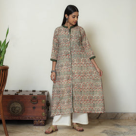  Kalamkari Hand Block Print Cotton A-Line Kurta For Women