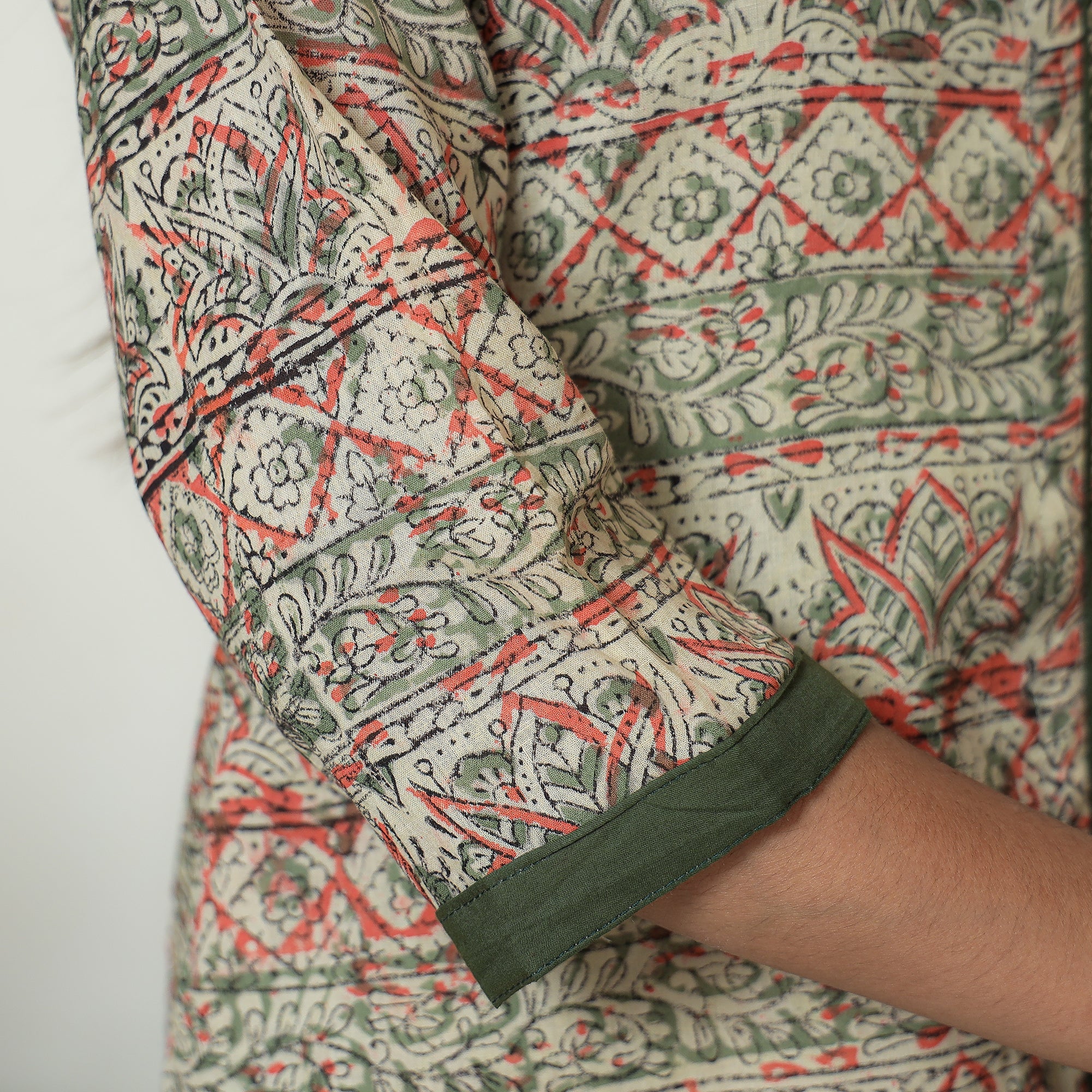  Kalamkari Hand Block Print Cotton A-Line Kurta For Women