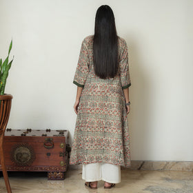  Kalamkari Hand Block Print Cotton A-Line Kurta For Women