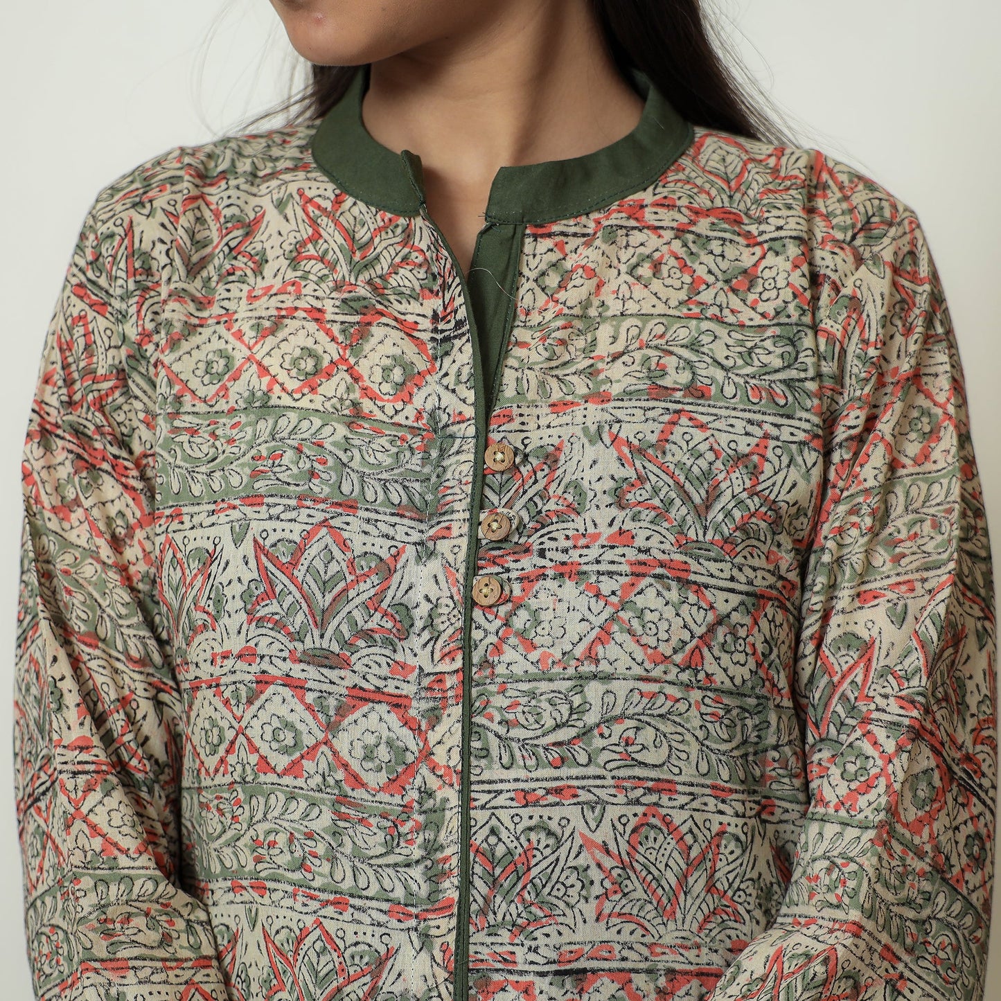  Kalamkari Hand Block Print Cotton A-Line Kurta For Women