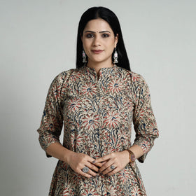  Kalamkari Hand Block Printed Cotton Long Kurta For Women
