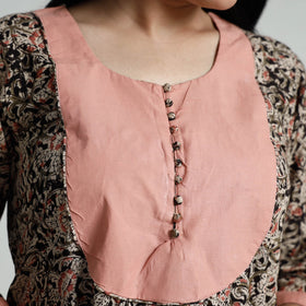 Buy Kalamkari Hand Block Printed Cotton Long Kurta For Women