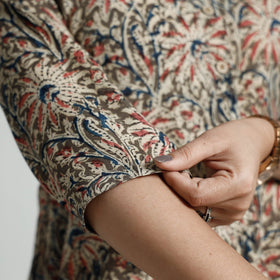  Kalamkari Hand Block Printed Cotton Long Kurta For Women