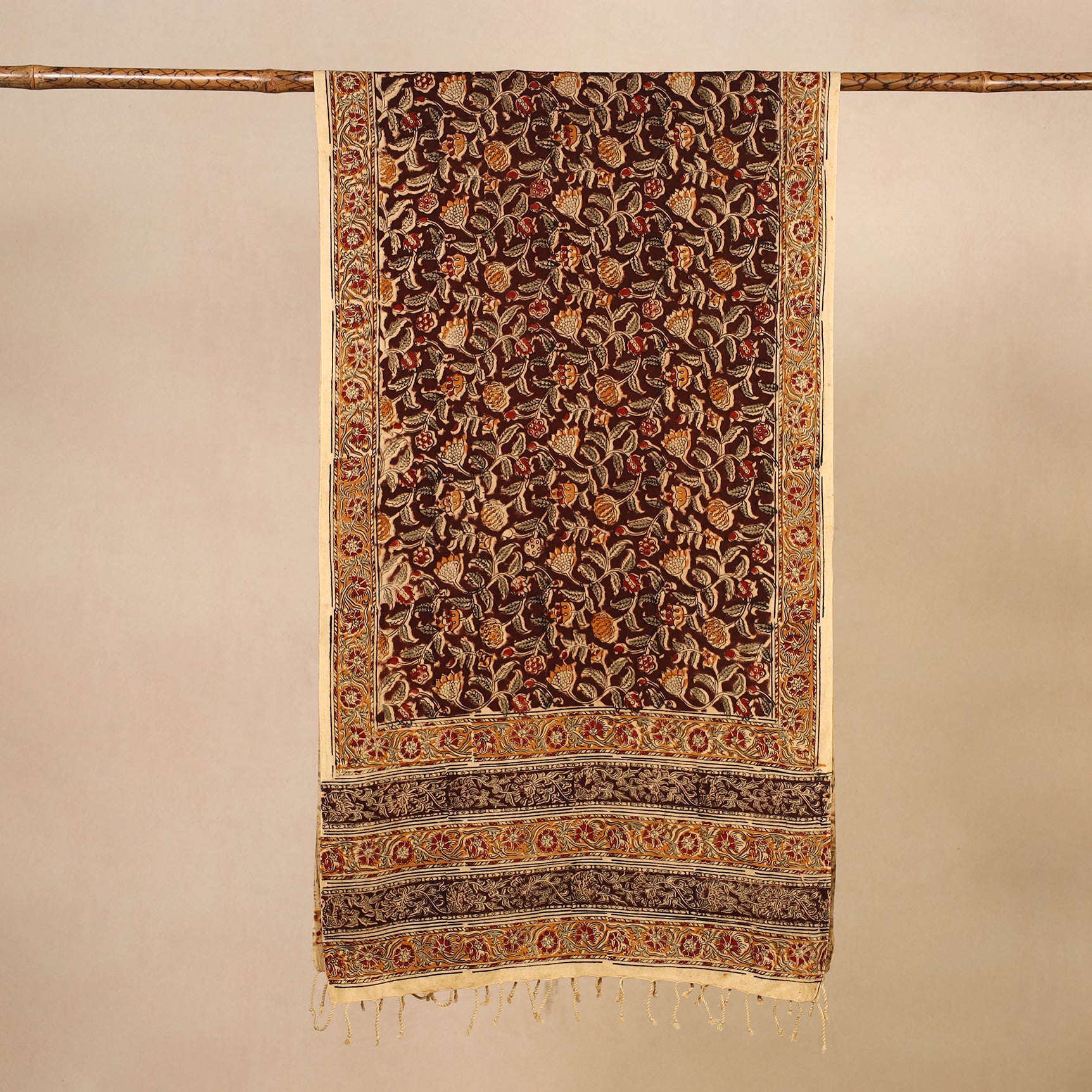 Multicolor Kalamkari Print Handloom Cotton Mangalagiri Stole