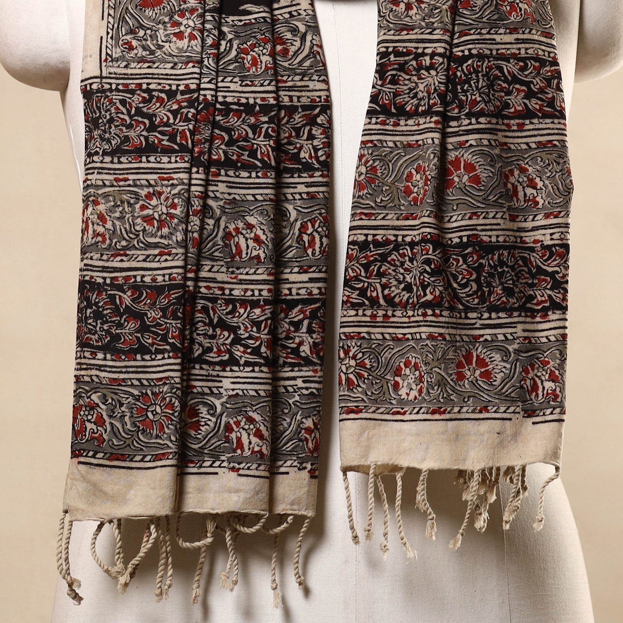 Buy Multicolor Kalamkari Print Handloom Cotton Mangalagiri Stole