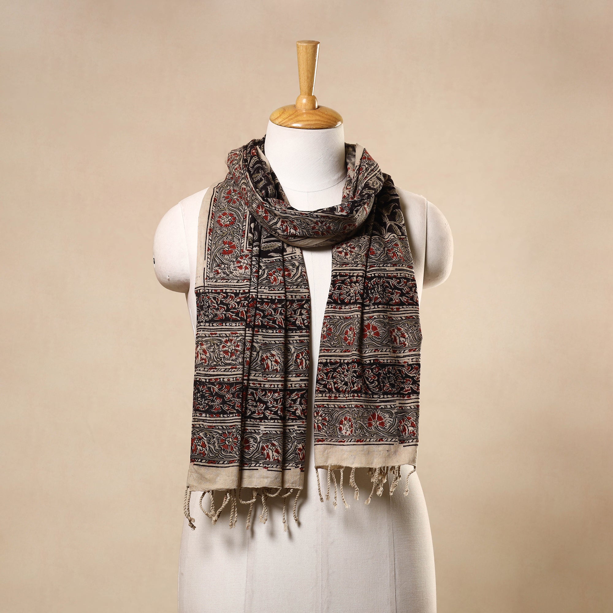 Buy Multicolor Kalamkari Print Handloom Cotton Mangalagiri Stole