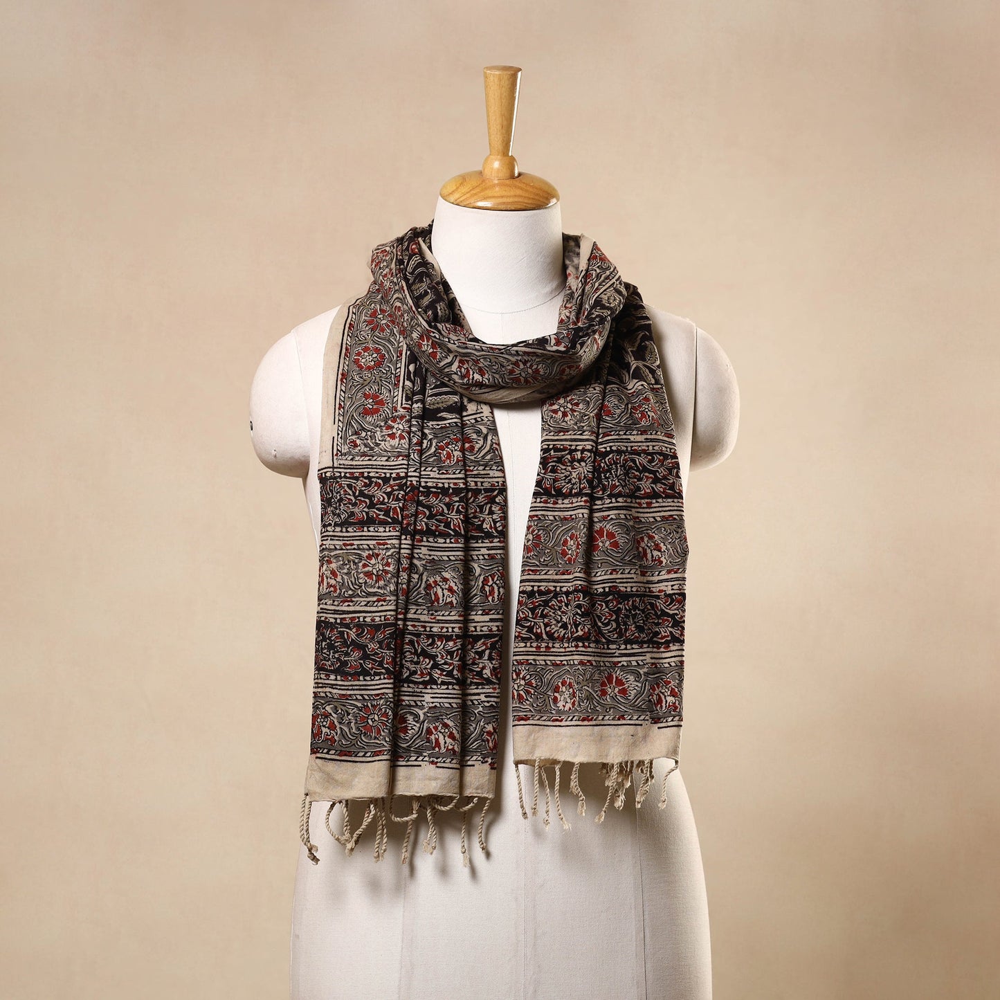 Buy Multicolor Kalamkari Print Handloom Cotton Mangalagiri Stole