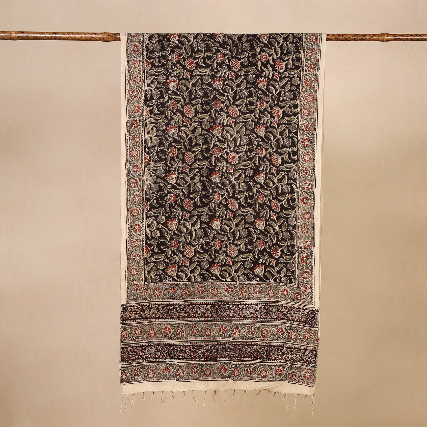 Buy Multicolor Kalamkari Print Handloom Cotton Mangalagiri Stole