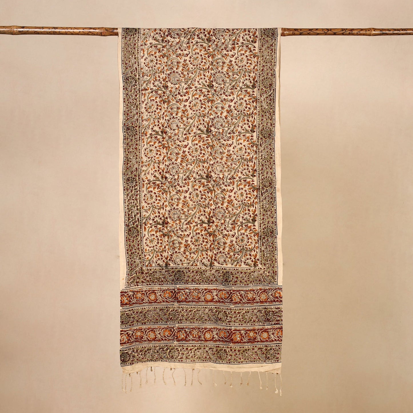 Buy Multicolor Kalamkari Print Handloom Cotton Mangalagiri Stole