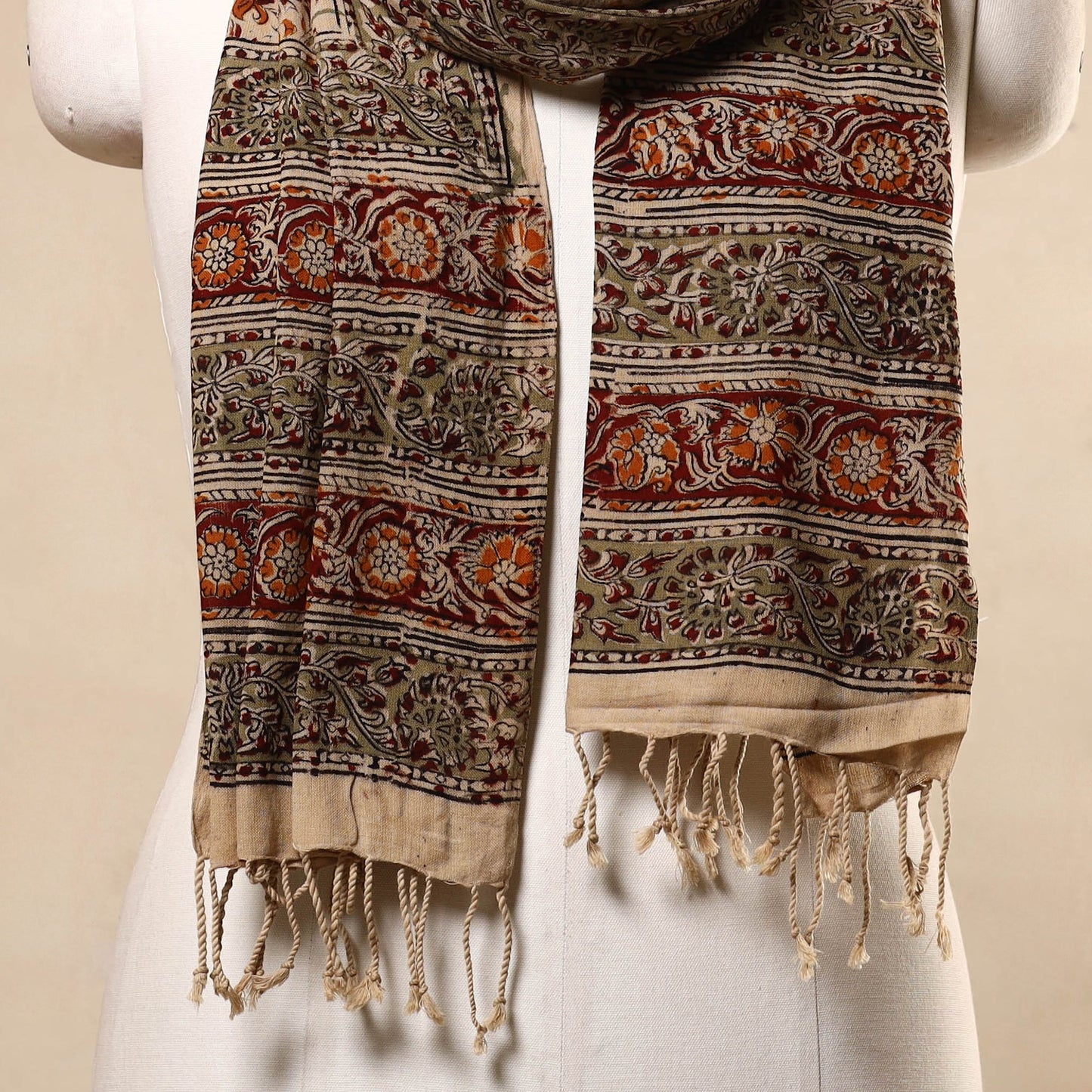 Buy Multicolor Kalamkari Print Handloom Cotton Mangalagiri Stole