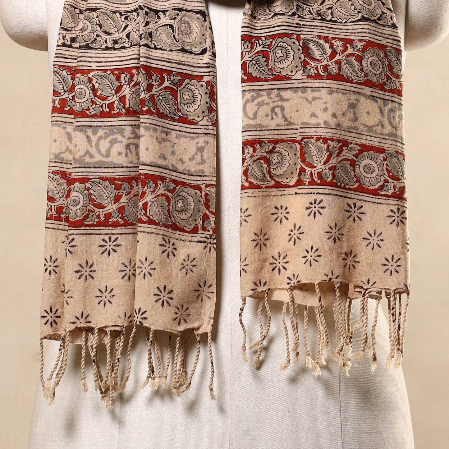 Multicolor Kalamkari Print Handloom Cotton Mangalagiri Stole