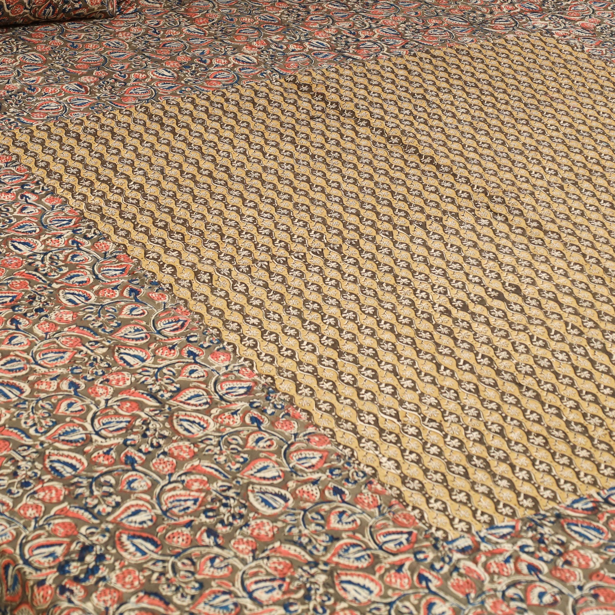 Kalamkari patchwork cotton bedsheet set 54 - handcrafted