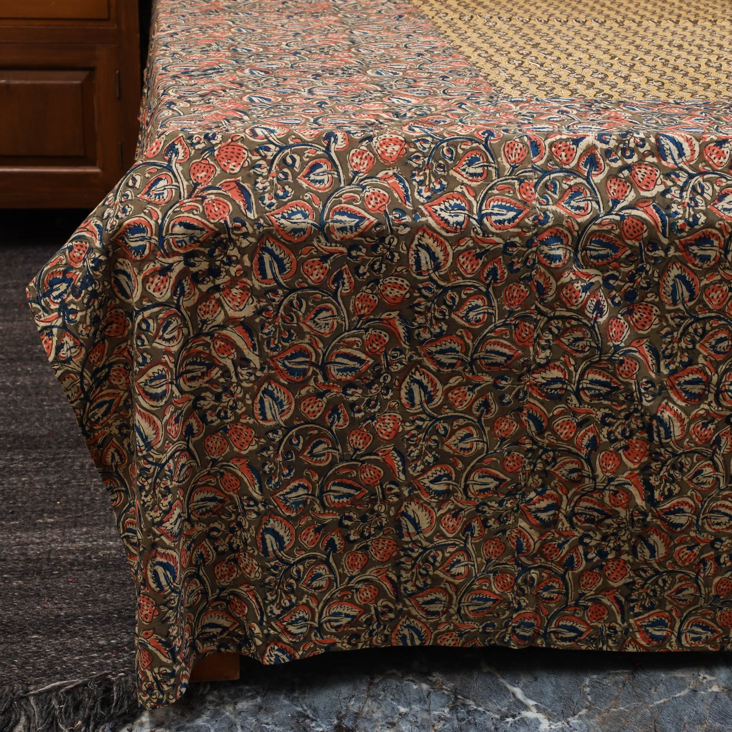 Kalamkari patchwork cotton bedsheet set 54 - handcrafted