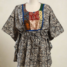 Buy Multicolor Kalamkari Block Print Patchwork Cotton Kaftan